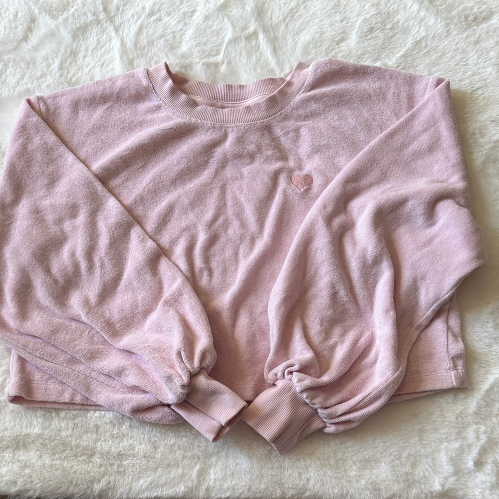 Pink Heart Embroidered Sweatshirt
